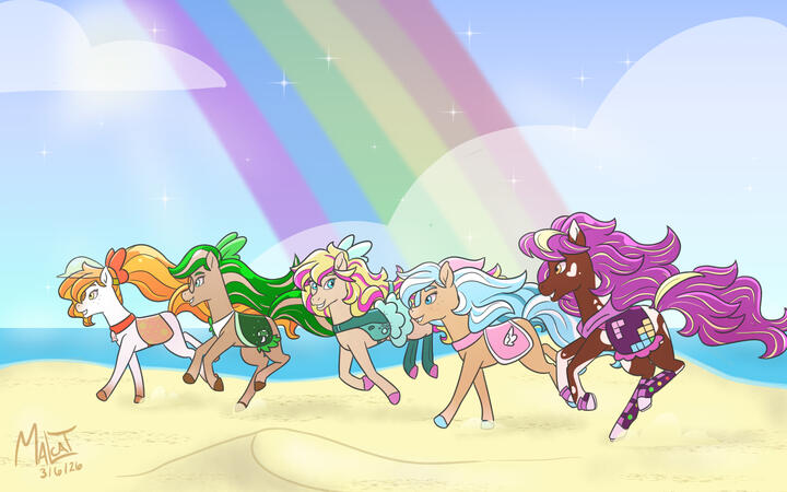 All of my Wild Manes OCs traced over a scene from Wild Manes.